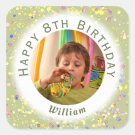 Lime Cream Anpassade Birthday Photo Watercolor Fyrkantigt Klistermärke