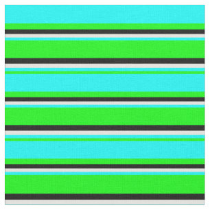 Lime, cyan, färggrädda och svarta stripe Mönster Tyg
