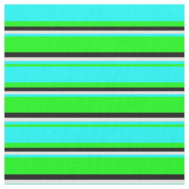 Lime, cyan, färggrädda och svarta stripe Mönster Tyg (Närbild)