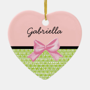 Lime Dots Heart Julgransprydnad Keramik