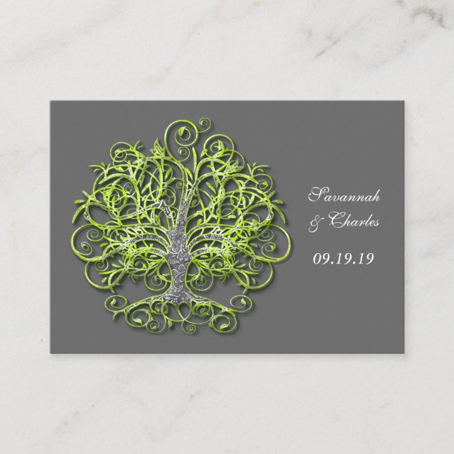 Lime Elegant Rustik Lyx Bröllopsträd Rådkort (Framsida)
