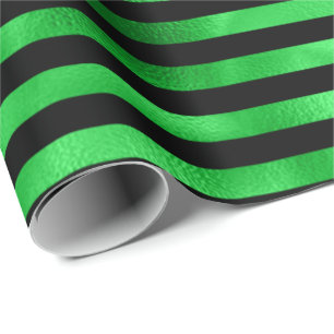 Lime Emerald Grönt Rand Linjer Black Presentpapper