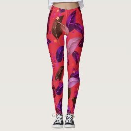 Lime färg Blad n blommor Leggings
