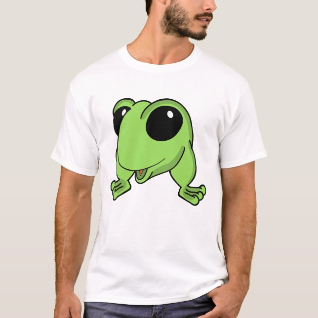 Lime Frog Cartoon Cheer T Shirt (Framsida)
