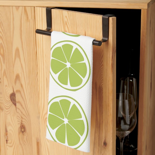 Lime Frukt Grön Lime Mönster Kökshandduk (Thirds Fold)