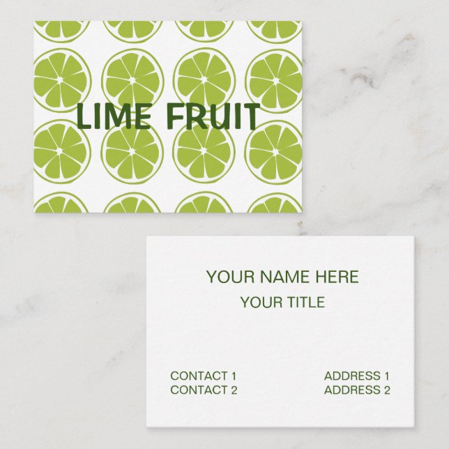 Lime Frukt Grön Lime Mönster Visitkort (Fram/baksida)