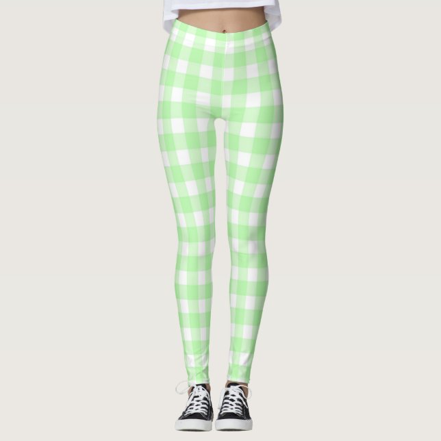 Lime gingham-strumpbyxor leggings (Framsida)