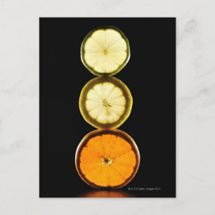 Lime,Grapefrukt,Lemon,Frukt,Svart bakgrund Vykort