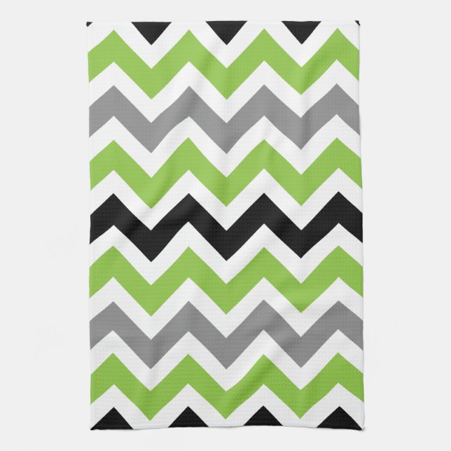 Lime Grått Black White Chevron Kitchen Towels Kökshandduk (Vertikal)