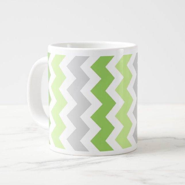 Lime Grått Chevrons jumbokaffe Mugg Jumbo Mugg (Framsida vänster)