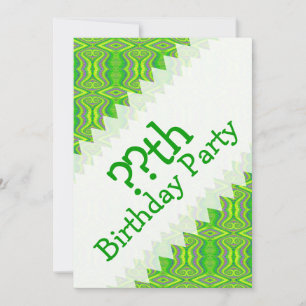 Lime Green 60's Retro Fractal Art Birthday Inbjudningar