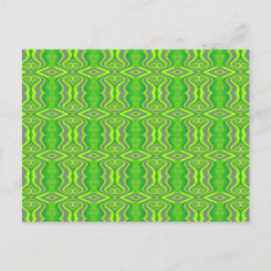 Lime Green 60's Retro Fractal Mönster Vykort