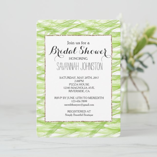 Lime Green Abstract bridal shower Inbjudningar (Stående Fram)