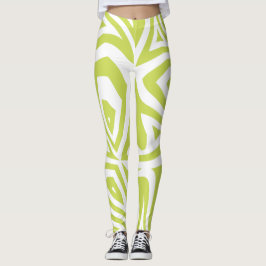 Lime Green Abstrakt Zebra tryck Womens Leggings
