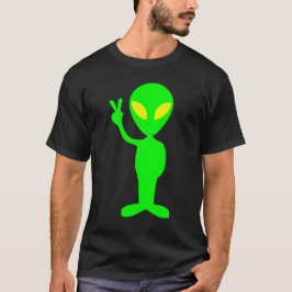 Lime Green Alien ge Fredstecken Shirt T-shirt