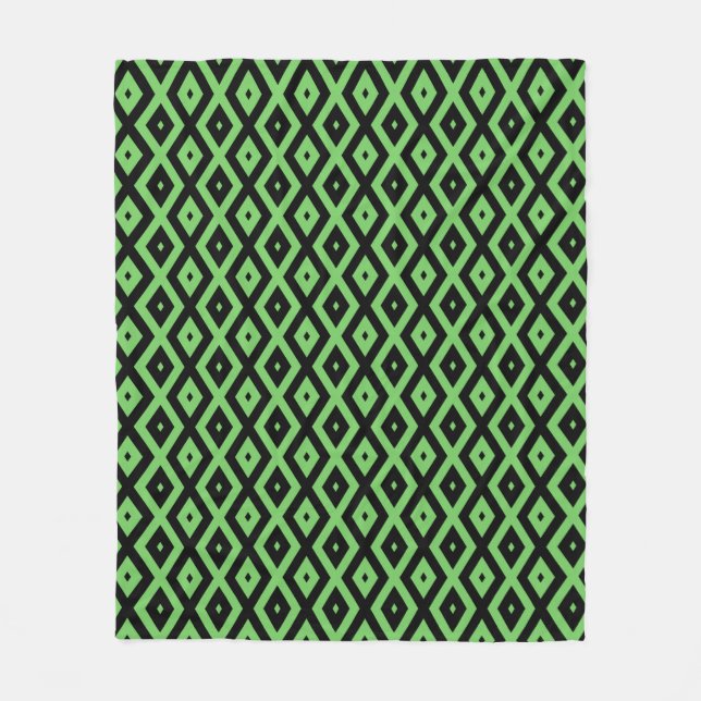 Lime green and black diamond pattern fleecefilt (Framsidan)