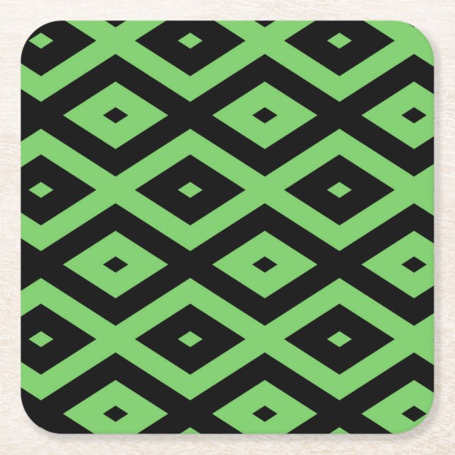 Lime green and black diamond pattern underlägg papper kvadrat (Framsidan)