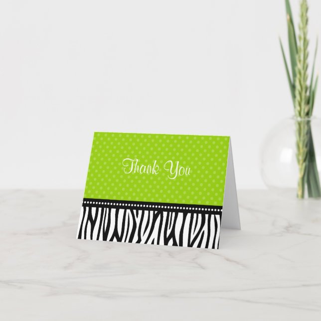 Lime Green and Black Zebra Polka Dot Tack Kort (Framsida)