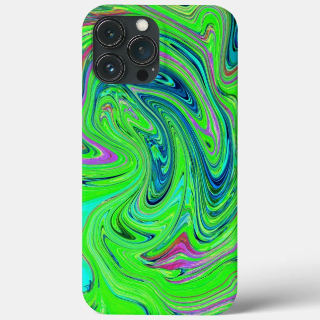 Lime Green and Blue Groovy Abstract Retro Art (Baksida)