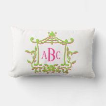 Lime Green and Rosa Pagoda Flower Ram Monogram