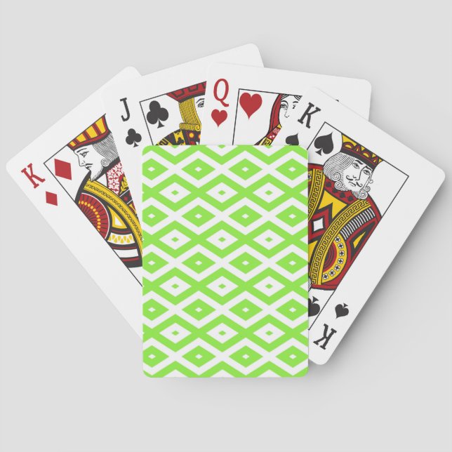 Lime green and white diamond pattern casinokort (Baksidan)
