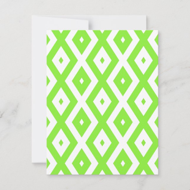 Lime green and white diamond pattern OSA kort (Framsida)