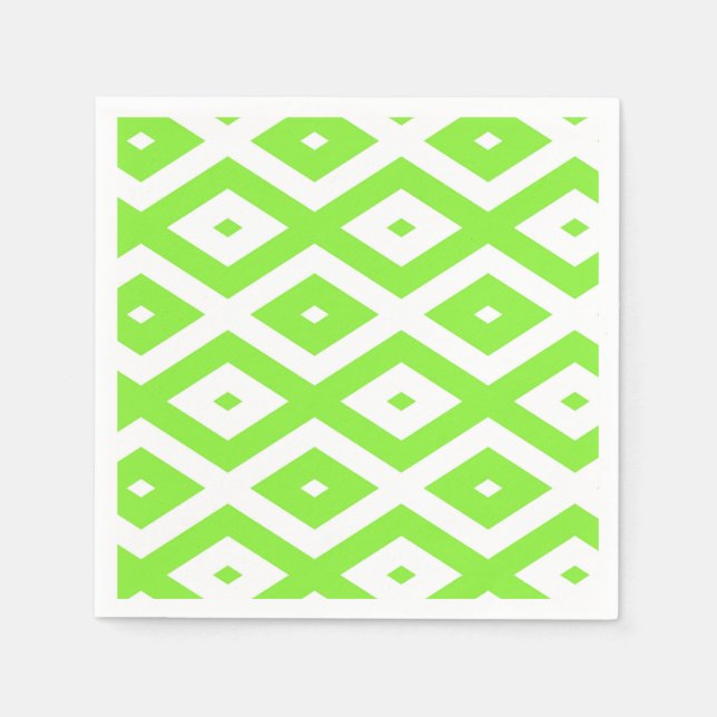 Lime green and white diamond pattern pappersservett (Framsidan)