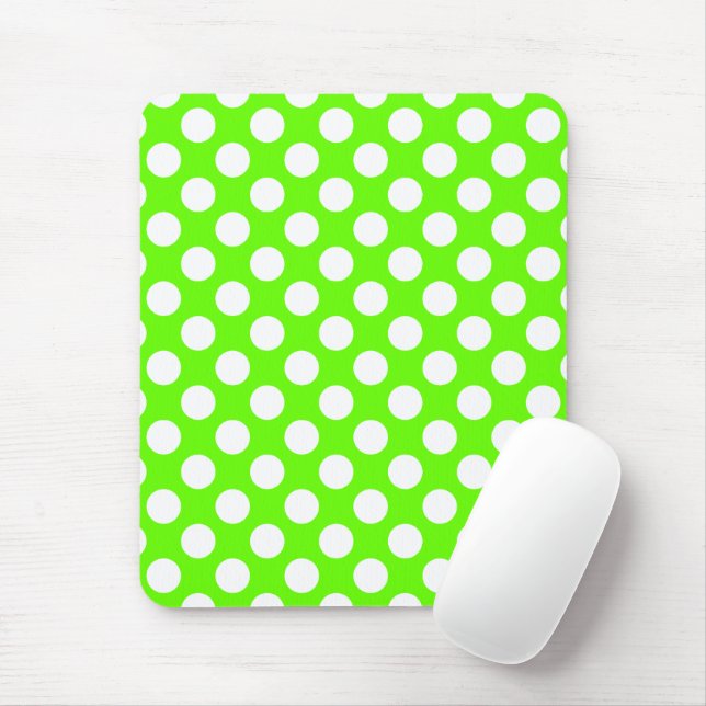 Lime Green and White Polka Dot Musmatta (Med mus)