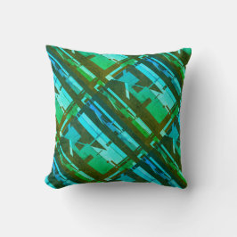 Lime Green Aqua Brown Diagonal sydvästra utseende Kudde