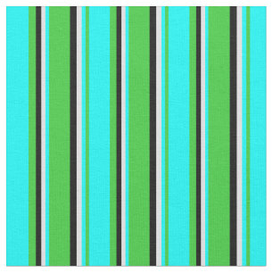 Lime Green, Aqua, Lavender & Black Färgad Linjer Tyg
