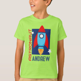 Lime Green Astronaut Namn Space Rocket Party Shirt T