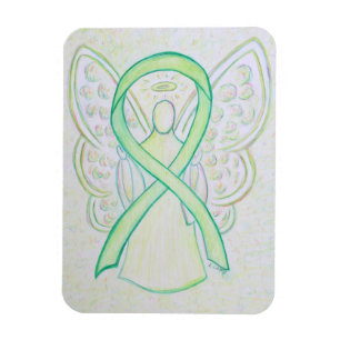 Lime Green Awareness Ribbon Angel Art Magnets Magnet