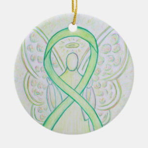 Lime Green Awareness Ribbon Angel Art Ornaments Julgransprydnad Keramik