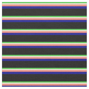 Lime Green, Beige, Salmon, Mörk blått och svart Tyg