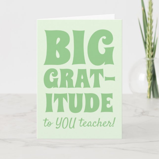 Lime Green Big Gratitude Best Teacher tackar dig. Tack Kort (Framsida)