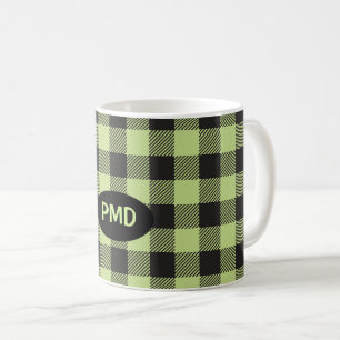Lime Green Black Buffalo Play Monogram Kaffemugg