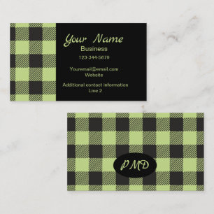 Lime Green Black Buffalo Play Monogram Visitkort