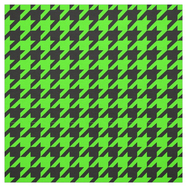 Lime Green, Black Houndstooth Mönster #2M Tyg (Provkarta)