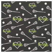 Lime Green Black Lacrosse Sticks & Hearts Mönster