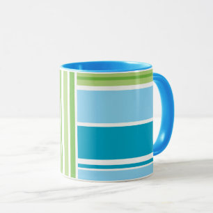 Lime Green Blue Rand Retro Mönster Mugg