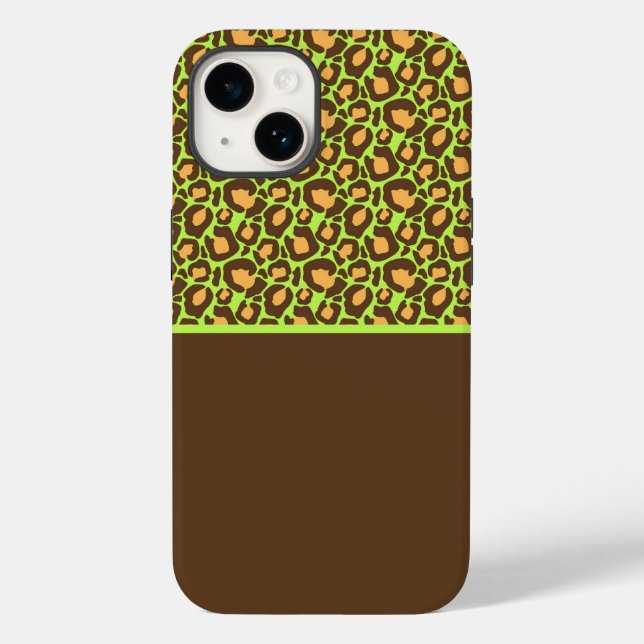 Lime Green & Brown Cheetah Print Phone Case (Baksida)