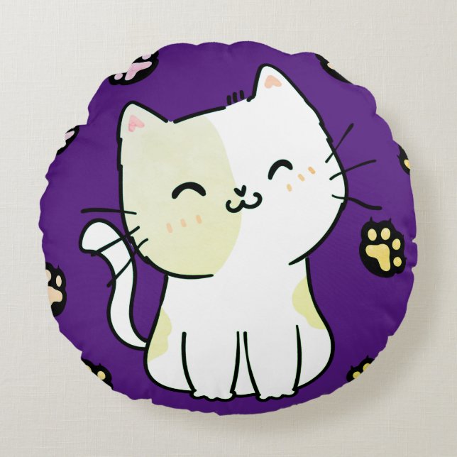 Lime Green Cat & Tassar Dekorativ kudde (Framsidan)