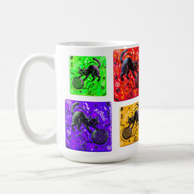 Lime Green Cat Yarn Kaffemugg (Vänster)