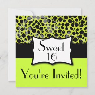 Lime Green Cheetah Sweet 16 födelsedagar Inbjudningar