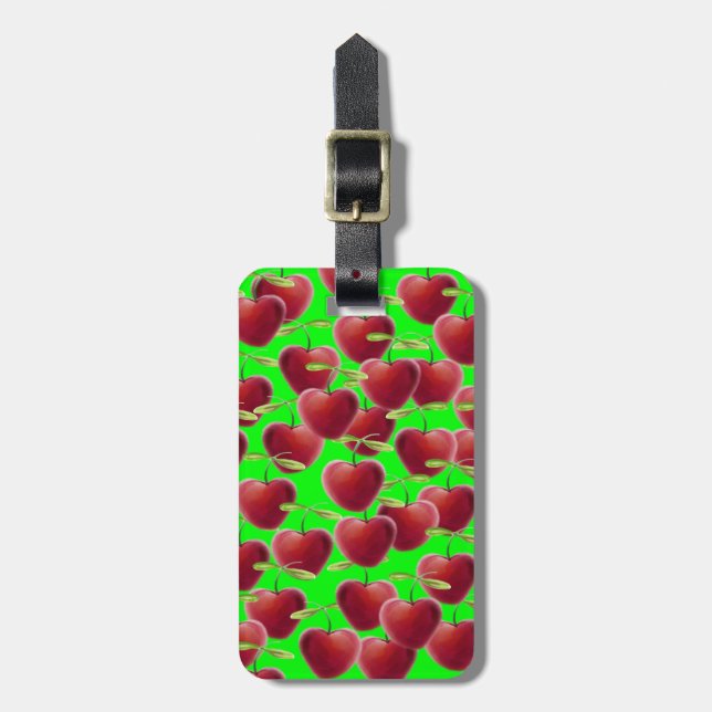 Lime Green Cherry Stänk Bagagebricka (Vertikal Framsida)