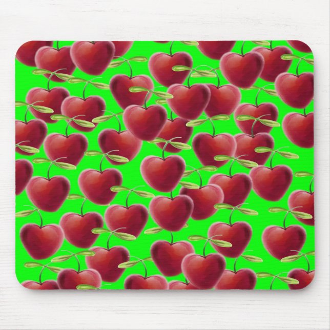Lime Green Cherry Stänk Musmatta (Framsidan)