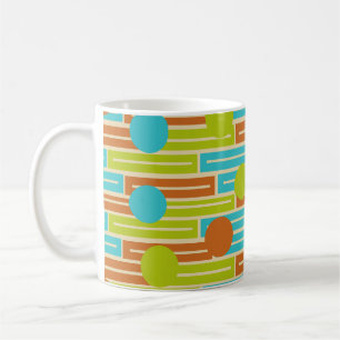 Lime Green, Cinnamon Brown, turkos Rectangles C Kaffemugg
