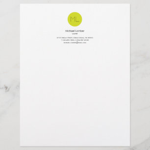 Lime Green Circle Monogram Top Letterhead Brevhuvud