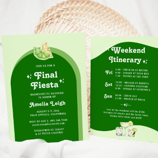 Lime Green Citrus Final Fiesta Bachelorette Inbjudningar