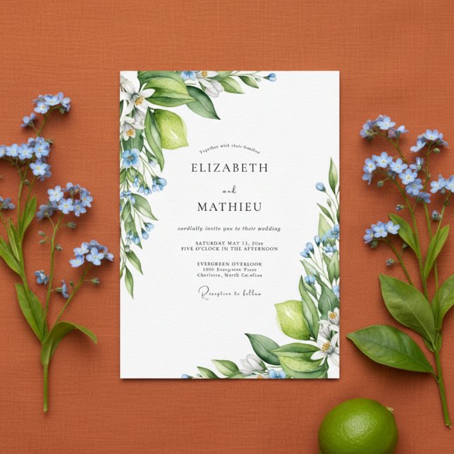 Lime Green Citrus Mediterranean Wedding Inbjudningar (Skapare uppladdad)